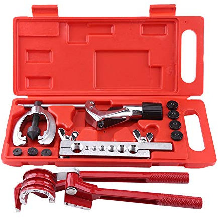 EVGATSAUTO Flare Tool Kit, Tube Flaring Kit Steel & Aluminum Alloy Flare Tool Kit, 11pc Pipe Flaring Kit Brake Fuel Tube Repair Flare Kit With Cutter Bending Tool Set Brake Tube Flare Tool
