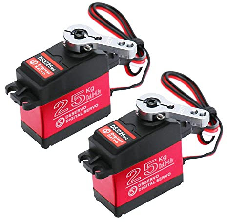 ZHITING 2Pcs 25KG RC Digitales Servo Numérique Etanche à Couple Elevé et à Engrenages Métalliques pour RC Traxxas HSP Bateau Hélicoptère Bateau de Voiture Avion (270°