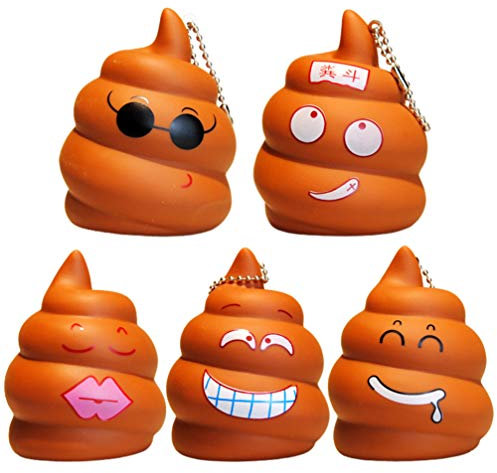 Toyvian Kackhaufen Schlüsselanhänger Neuheit Emoticon Schlüsselbund Schlüsselring Geldbörse Tasche Anhänger Witze Streich Spielzeug für Kinder Erwachsene Lustige Neujahr 5 Stück