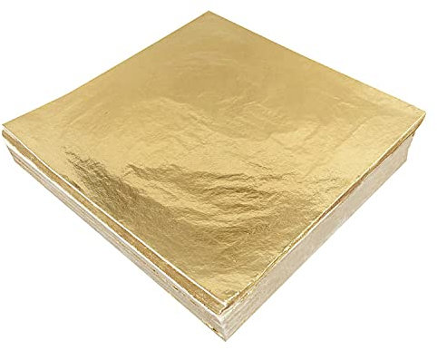 xQzit 100 PCS Gold Leaf Sheets | 14x14cm Gold Foil Sheets for Gilding, Nails, Art & DIY Crafts | Gold Foil Paper Ideal for, Furniture, Home Decoration & Canvas Projects
