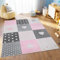 TAPISO Lazur Teppich Kinderteppich Kurzflor Sterne Punkte Herz Patchwork Grau Creme Rosa Jugendzimmer Kinderzimmer Modern Design ÖKOTEX 300 x 400 cm