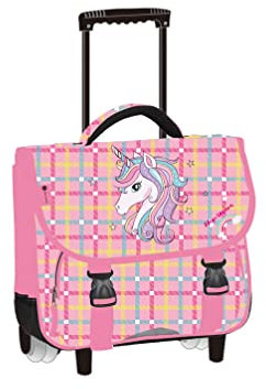 snowbal Avenuedusac- Cartable scolaire à roulettes rose Licorne pour CE2, CM1, CM2 L