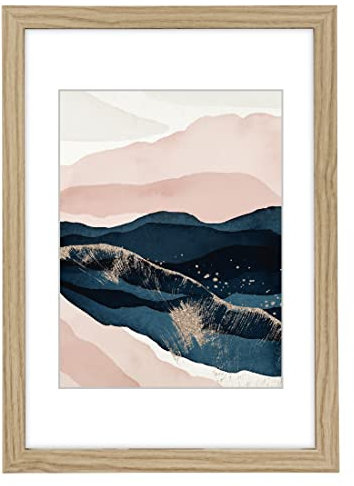 Hama Bilderrahmen „Arizona“, 21x29,7cm (Holzrahmen, Fotorahmen, Hochformat, Querformat, zum Hängen, Hinstellen, Aufsteller, Hängevorrichtung, Bildformat DIN-A4) Eiche