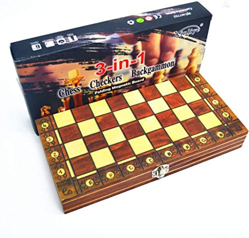 TIANYIA Interesting Chess Portable Chess Set with 2 Storage Bags Wooden Chess Board Folding Board Chess Game for Party Family Activities Indoor Chess