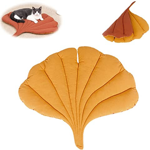3D Leaves Shaped Pet Blanket,Cushion Household Dog Blanket or Cat Blanket,Extra Large Washable Funny Pet Pad,Super Warm Soft Reusable Double Sided Pet Sleeping Pad,for Dog Bed,Cat Bed,Couch. (Yellow)