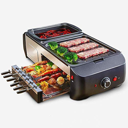 ADITAM Electric Indoor Grill - Hot Pot Barbecue One Pot - Multifunctional, Indoor Teppanyaki Grill/Pot with Divider - Separate Dual Temperature
