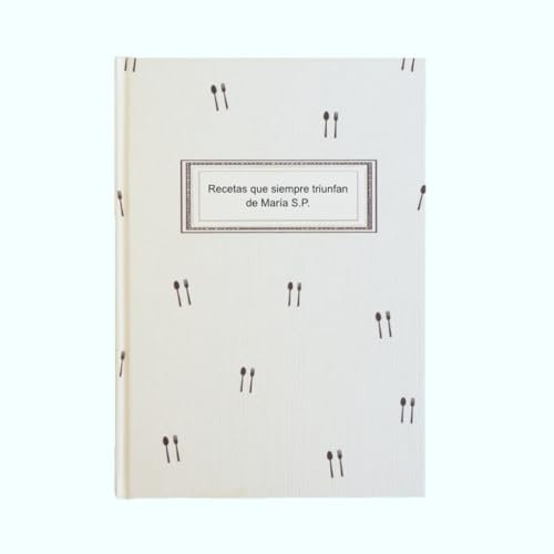 Recetario personalizado para escribir con tu nombre o frase 15x21 | Libro de recetas en blanco 94 recetas | Cuaderno artesanal tapa dura A5