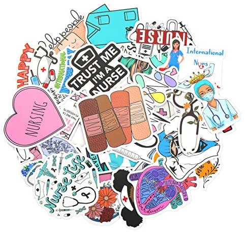 50Stück Krankenschwester Aufkleber Anime Tag Der Krankenschwester Aufklebe Motivations Aufkleber Vinyl Wasserdichte Aufkleber Für Laptop Skateboard Wasserflaschen Telefon Gitarre Telefon Fahrrad