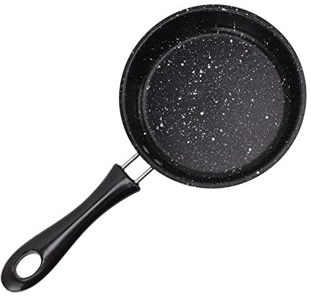 Wheat Rice Stone Non-Stick Pan for Omelette and Steak - Less Fumes Flat Bottom for Induction Cooker (14CM)