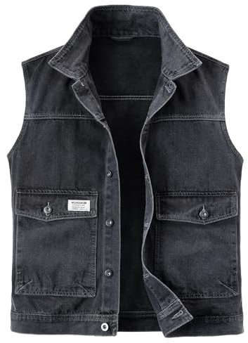 Harbrosrce Classics Herren Weste Denim Vest Ärmellose Jeansweste Cowboy Jacke Motorradweste Bikerweste für Männer Casual Freizeitweste
