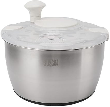 Pyhodi Escurridor de Ensalada Grande con Tapa de Almacenamiento, Tazón y Colador, Secador Manual de Frutas y Verduras de Acero Inoxidable, Escurridor de Lechuga, Secador de Vegetales,