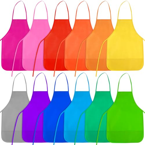 BOUBONI Kids Painting Aprons Kids Art Aprons with 2 Roomy Pockets Kids Aprons for Art Painting Activity Kitchen Crafts