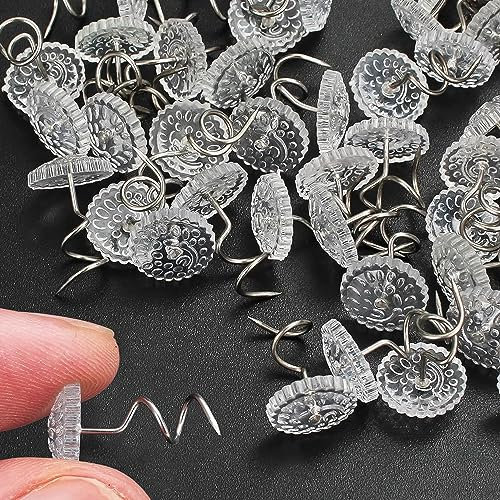 SEABABOO 100PCS Polsternadel Klaren Köpfen for Sofa Klare Köpfe Twist Pin Plastikkopf Polster Twist-Pins Klar Kopf Pins Spiral Polsternagel für Polster Couch Stuhl Autosofa Kopfstütze Feste Matratze