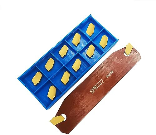 ASZLBYM Utensili per tagliare scanalature, SPB332/SPB32-3 e 12 inserti in metallo duro da SP300 / ZQMX3N11-1E 3mm per tagliare scanalature.