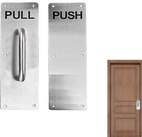 FOXCUP Stainless Steel Pull Push Door Handle Set, 2 Pieces, Silver, 30 x 17 x 6 cm, Modern Style, Ambidextrous, Heavy Duty, Restaurant & Home Door Handles