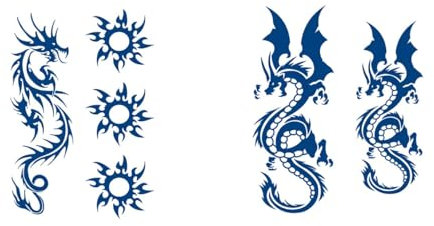 2 petites feuilles de tatouages temporaires Dragon Tatouages Dragon Tatouages longue durée GZX004 009