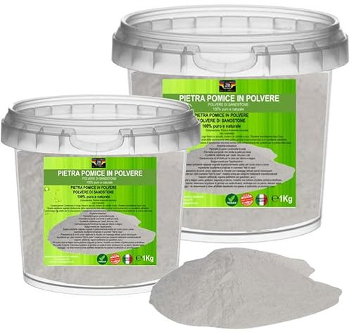 Polvere fine Pietra Pomice Superiore Esfoliante Naturale Scrub Corpo vaso con tappo Pura al 100% - 1000 Gr Prodotto Perfetto per Cosmetici e per lo SCRUB (1000 Grammi)