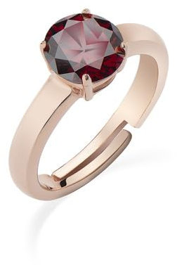 Bague rose zircon solitaire rubis, Argent, Rubis