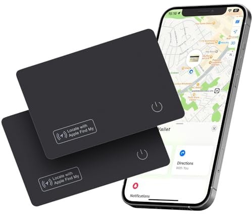 Reyke Dünne Geldbörsen-Tracker-Karte, wiederaufladbarer Geldbörsenfinder, IP67 wasserdicht, funktioniert mit Apple Find My (nur iOS), Gegenstandsortierer für Gepäckanhänger, Telefon, Reisepässe