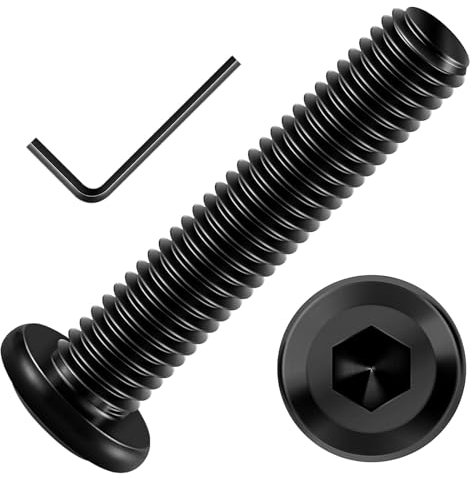 20 Stück M8 x 40 Schrauben, Flachkopfschrauben, Innensechskant Edelstahl A2 V2A Vollgewinde Schwarzes Oxid mit Hex Key
