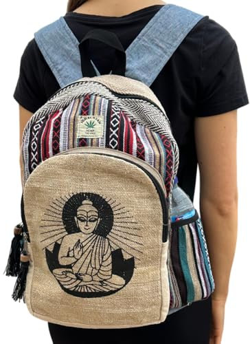 MIGURA Rucksack aus Canvas, für Reisen, Hippie-Stil, groß, ideal für Sommer, Alltag, Festivals, lässig, Vintage, Herren, Damen, wasserdichter Stoff, bunt, L