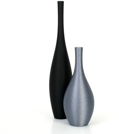 Designer Vasen-Set – Dekorative Blumenvasen aus Bio-Kunststoff (Schwarz & Silber)