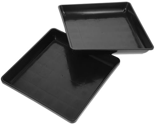 Toddmomy 4pcs Black Plastic Plant Saucer Rectangle Plant Trays for Garden Flower Pot Drainage Plates Dish Planter Tray Plant Coasters Flowerpot Saucer Watering Trays for Plants