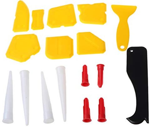 17-teiliges Abdichtungswerkzeug-Set, Silikon-Dichtstoff, Finishing-Werkzeug, Fugenschaber, Fugenentferner, Fugendüse und Dichtkappen, Schleifmittel und Scheiben
