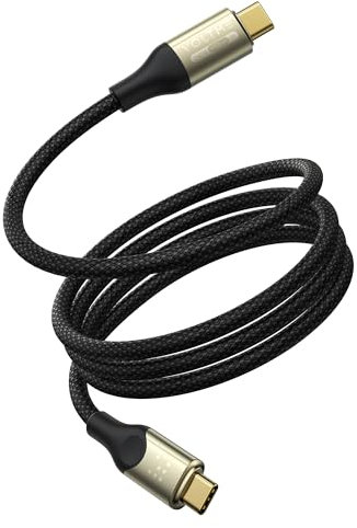 VOLTME Cavo USB-C Utron CTC 240W USB4.0 Type-C Cavo video USB 8K 60Hz 2,0 m/6,6 ft nylon intrecciato Nero, Cavo ricarica per iphone 15 Pro MacBook, Galaxy S24 Ultra, Pixel, Dell, HP, Steam Deck ecc.