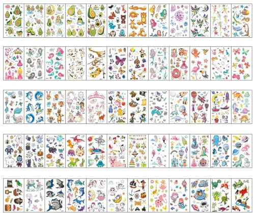 60 Blatt Tattoo Kinder Set Mädchen Jungen Weltraum Dinosaurier Tiere Klebetattoos Perfekt für Kindergeburtstag Party Mitgebsel Hautfreundliche