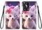 KARTXITAI Hülle Kompatibel mit CUBOT A10,Handyhülle mit Kartenfach Geld Slot Ständer PU Ledertasche Wallet Flip Magnetische Muster Schutzhülle-Weißer Tiger,rosa Blume