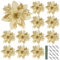 BOFUNX 12pcs Flores Navideñas Flores de Pascua Artificiales Adornos Decoración para Árbol de Navidad