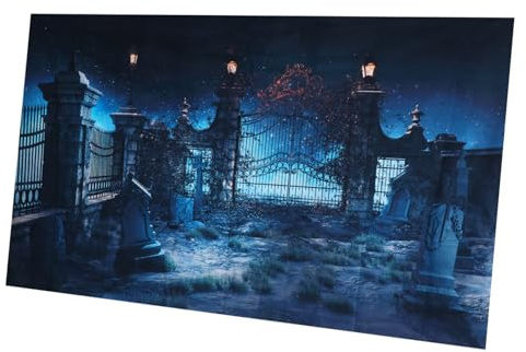 Garneck Halloween Tür Abdeckung Hintergrund Realistische Friedhof Szene Foto Hintergrund Weichen Wandteppich