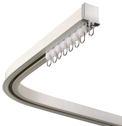 Eingelassene Deckenvorhangschiene Flexible Gardinenschiene, Gardinenstange aus Aluminium Gebogene Decke Vorhangschiene for Vorhangschiene Etagenbett Erkerfenster(2.5m(8.2ft))