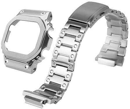 DW5600 Case Band Mod Kit, Edelstahl Gehäuse Lünette Armband kompatibel mit Casio G-Shock DW5600, GW-B5600, GB5600, GWX5600, DW5025/ DW5700/ DW5735/ DW5750