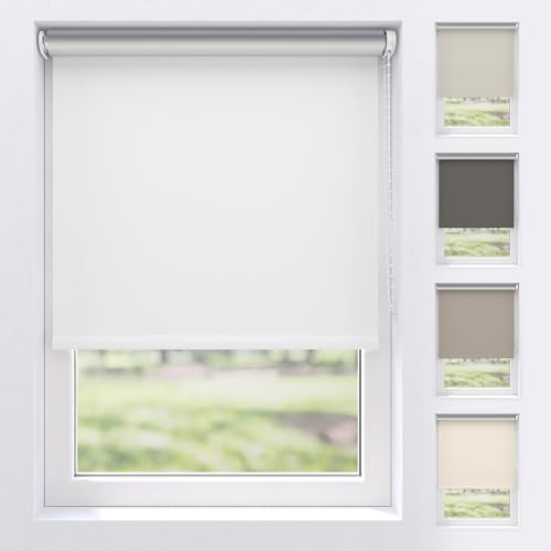 EFIXS Verdunkelungsrollo Silver Reflex mit & ohne Bohren, Breiten: 60-240, Höhe 190 cm, Hier: 200 x 190 cm, Weiss, Premium Rollo Verdunkelung mit Kettenzug, Thermo Rollo zum Klemmen, Thermorollo