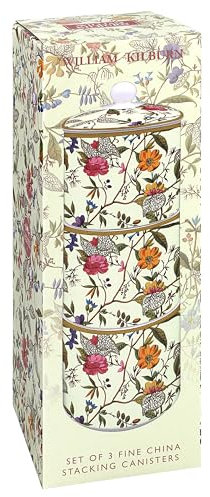 The Leonardo Collection William Kilburn Kilburn Stacking Canisters Set of 3 For Kicthen | Kitchen Organizers Storage Containers For Home & Gift | Ideal Storage Jars For Biscuits Honey Green Tea & All