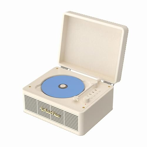 WhatPlus Lecteur CD portable avec Bluetooth 5.2, batterie rechargeable et haut-parleurs intégrés – Design Hi-Fi rétro valise pour décoration d'intérieur, support de carte AUX/TF – Cadeau idéal (blanc
