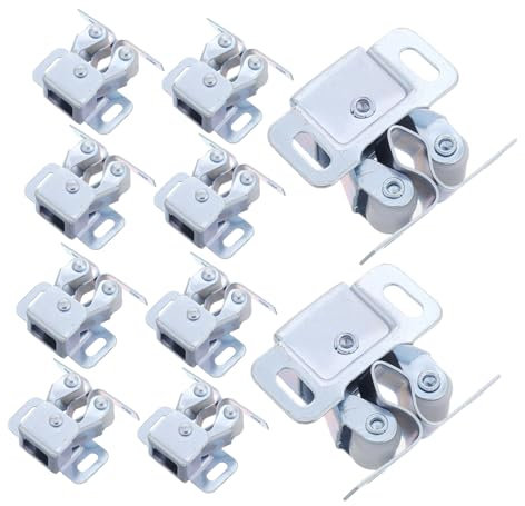 Mikikit 12pcs Magnetic Door Beads Cupboard Strong for Kitchen Flat Stainless Steel for Cabinet Doors