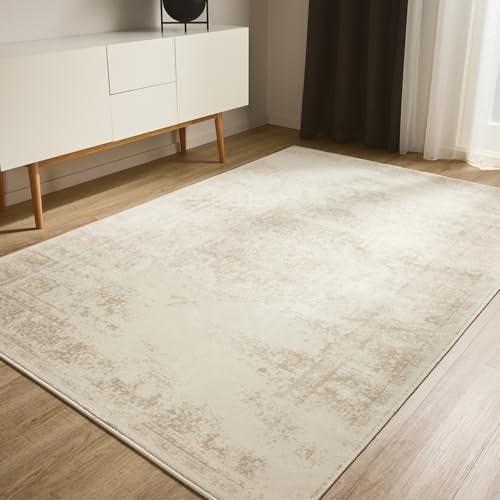benuta Basic Teppich Suki - Creme/Beige 160x230 cm - Kunstfaser - Rechteckig & im Style: Vintage, Orient Style - Pflegeleicht für Wohnzimmer Schlafzimmer