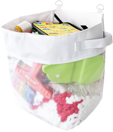 Comzantor Organizador de Juguete de Baño, Almacenaje Juguetes Bañera, Red de Bolsa Almacenamiento, Cesta Organizadores, para Niños Bebés Juguetes, blanco