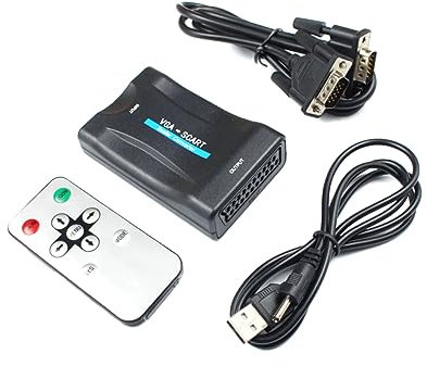 HOMSFOU Vga to Scart Adapter Video Converter System Compatible Compact Design Family Entertainment