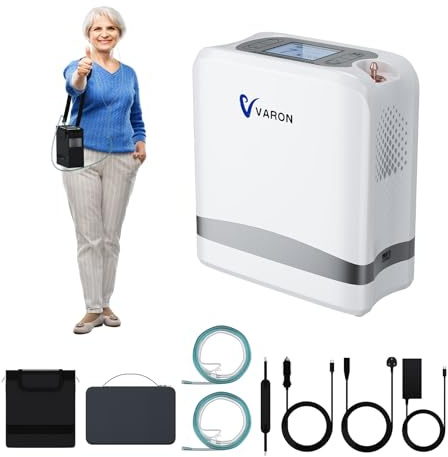 Generatore di ossigeno portatile, concentratore di ossigeno portatile continuo regolabile da 1-7 l, con accessori tascabili per l'uso in viaggio, 93% ± 3%