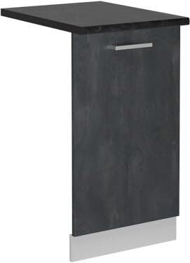 Vicco Geschirrspülblende R-Line, Geschirrspüler Fronttür, Schwarz Beton, 45 cm, AP Anthrazit