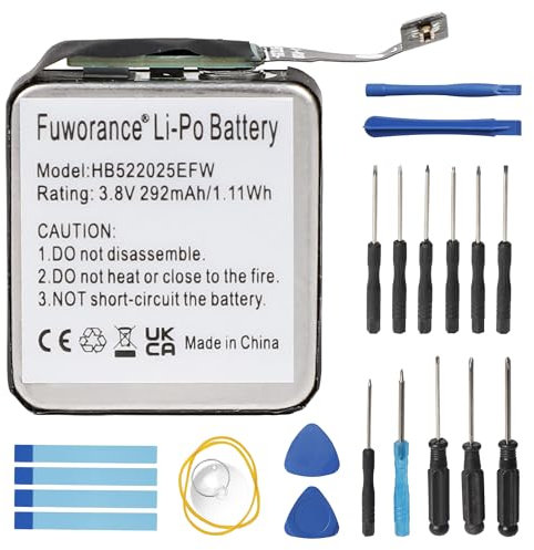 Fuworance 292 mAh 3.8 V HB522025EFW 1.11Wh Batteria di ricambio compatibile con Huawei Watch GT3 Pro 42 mm Smartwatch batteria agli ioni di litio ricaricabile grande capacità con kit di strumenti