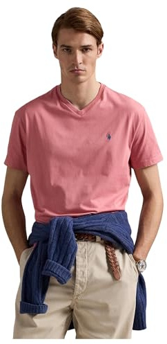 Polo Ralph Lauren T-shirt da uomo in jersey con scollo a V, Rosa del deserto, S