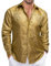Ailisus Dark Gold Men's Silk Shirts Long Sleeve Paisley Button Down Dress Shirt Woven Floral Western Casual Tops for Party Prom Wedding