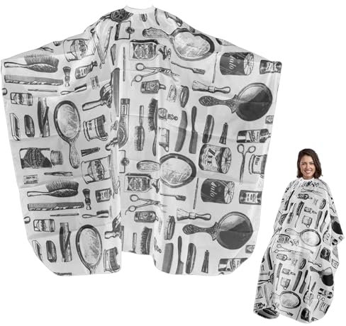 Friseurumhang,Umhang Friseur,Barber Cape,Haarschnitt Friseurumhänge,Haarschneideumhang mit Klettverschluss,Frisierumhang Erwachsene,Schneideumhang Friseur Zubehör für Salon Haarschneiden (Weiß)