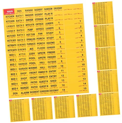 jojofuny 10 Feuilles Tags de disjoncteur étiquette autocollants de disjoncteur panneau de disjoncteur autocollant de disjoncteur autocollants de panneau électrique Papier
