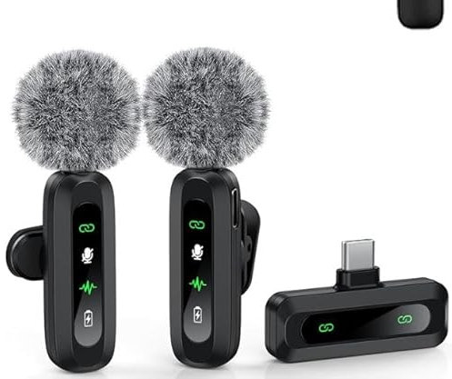 Mexgcom Kabelloses Lavalier Mikrofon für iPhone, Android, Computer PC, Mini Mikrofon für Aufnahmen, Live-Streaming, Intelligente Rauschunterdrückung, für Vlog, Videoaufnahmen, TikTok, YouTube